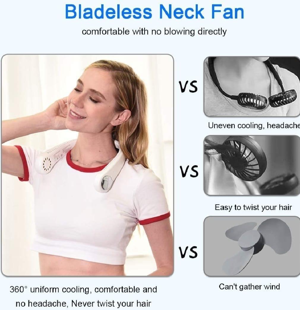 Portable Rechargeable Neck Fan – Hands-Free USB Cooling Fan with 3-Speed Airflow